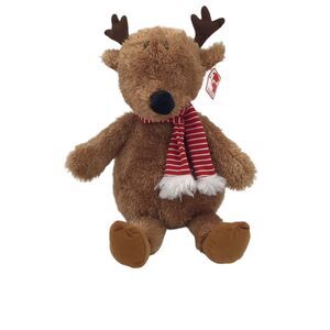 Gund Brown Christmas Reindeer With Scarf Soft Plush 4061608 Stuffed Animal